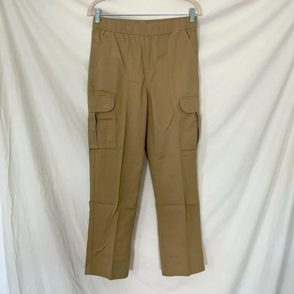 NWT The Children's Place Boys Uniform Twill Woven Pull On Cargo Pants Tan 14H